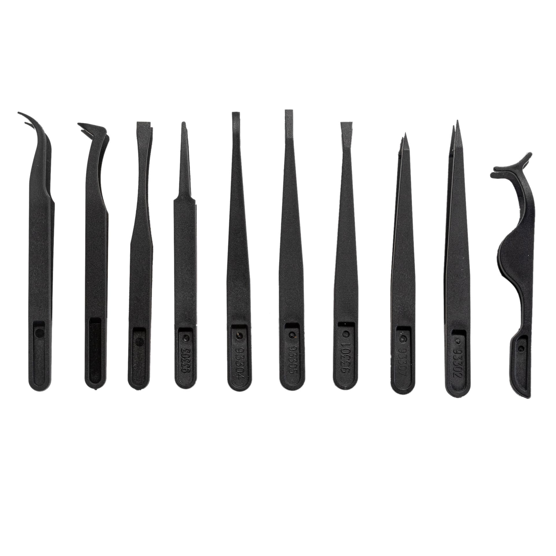 12cm black plastic tweezers (straight and curved tips), DIY tools, journal tweezers, stickers, stationery, toy tags