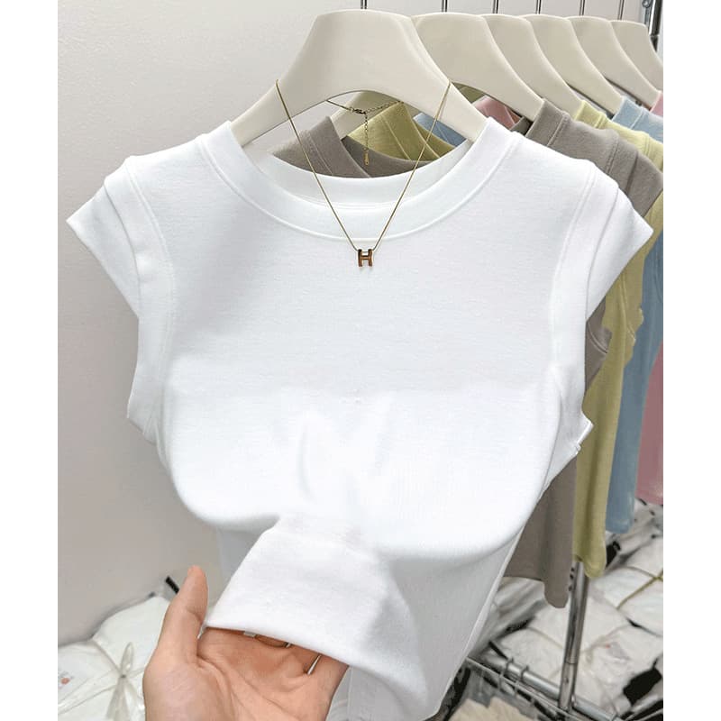 2026 Summer Crew Neck Slim Fit Short Sleeve T-Shirt for Women, Simple Elegant Daily Top Modal