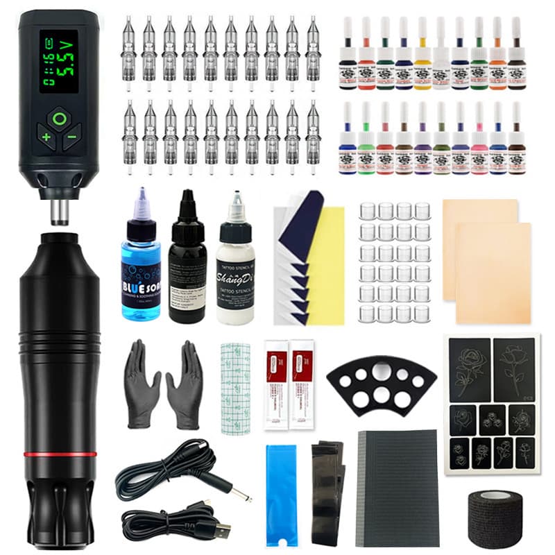 Wireless Tattoo Pen Kit Full Set Tattoo Pen Motor Machine Kit Tattoo Tools for Beginners Practice Tattoo Set