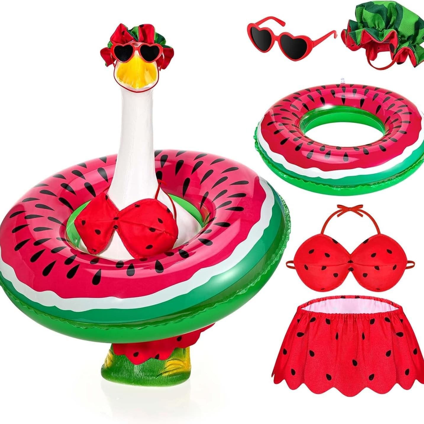Hawaiian Porch Goose Outfit Summer Bikini Swim Ring Goose Outfit Suitable for 23" Goose Statue Goose Outfits