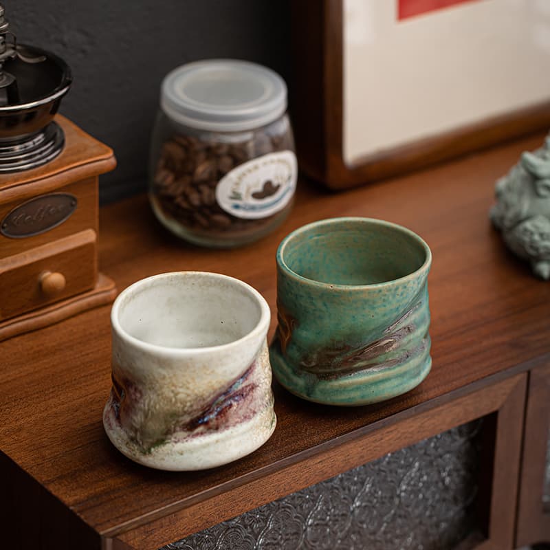 Kiln-Changed Retro Ceramic Coffee Cup, Simple Artistic Tea Cup, Underglaze Handcrafted Cup