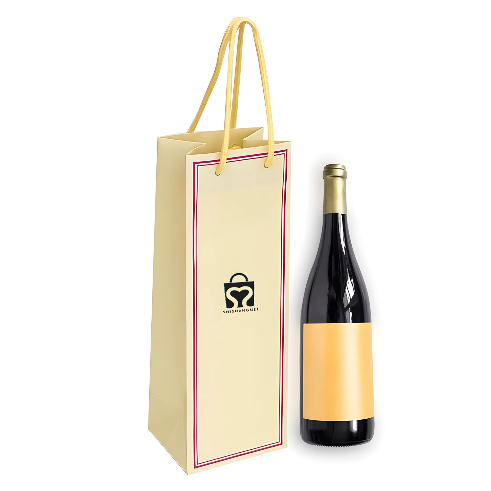 Custom Paper Bag Glass Bottle Paper Shopping Bag Whiskey Champagne Packaging Luxury Wine Paper Bag Gift