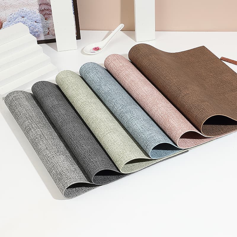 Factory Wholesale Ins Western Food Placemat Leather Table Mat Cup Mat PVC Waterproof Stain-Resistant Heat-Insulating Tableware Double-Sided Solid Color