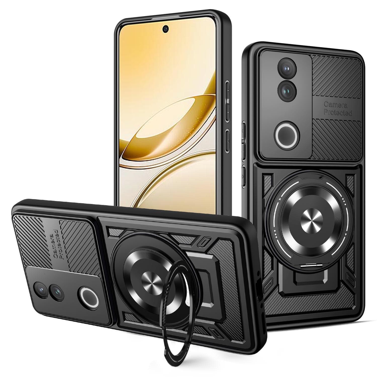 Magnetic Phone Case for VIVO V60lite, V50 Stand, X300Pro Drop-Resistant, Y29 Protective Cover