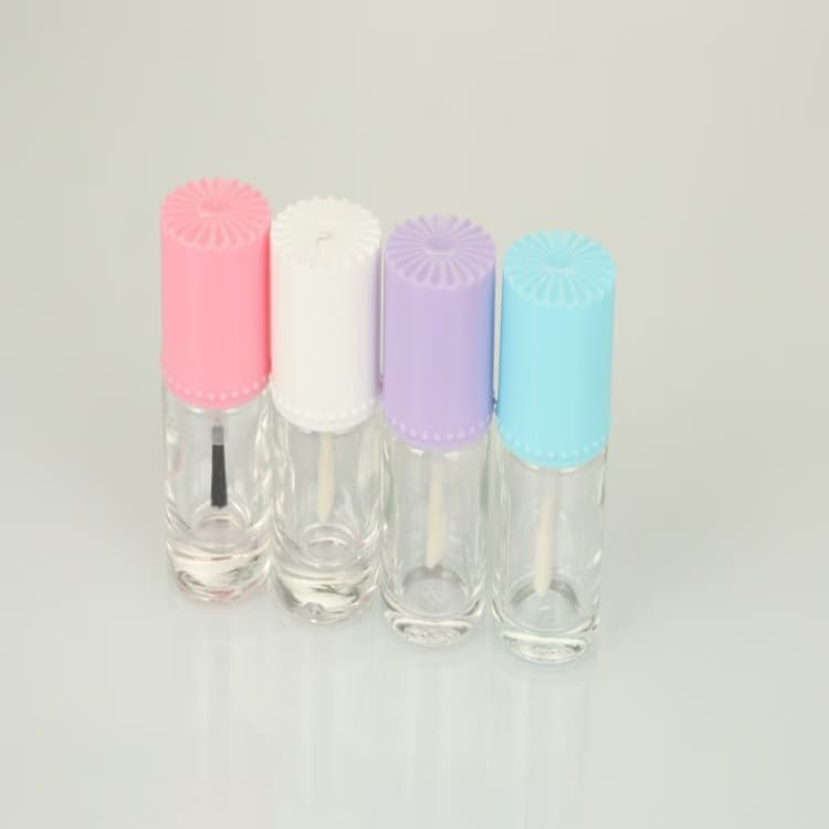 6ml Transparent Macaron Color Glass Thumb Brush Lip Gloss Tube with Brush Lip Oil Lip Glaze Nail Polish Refill Bottle
