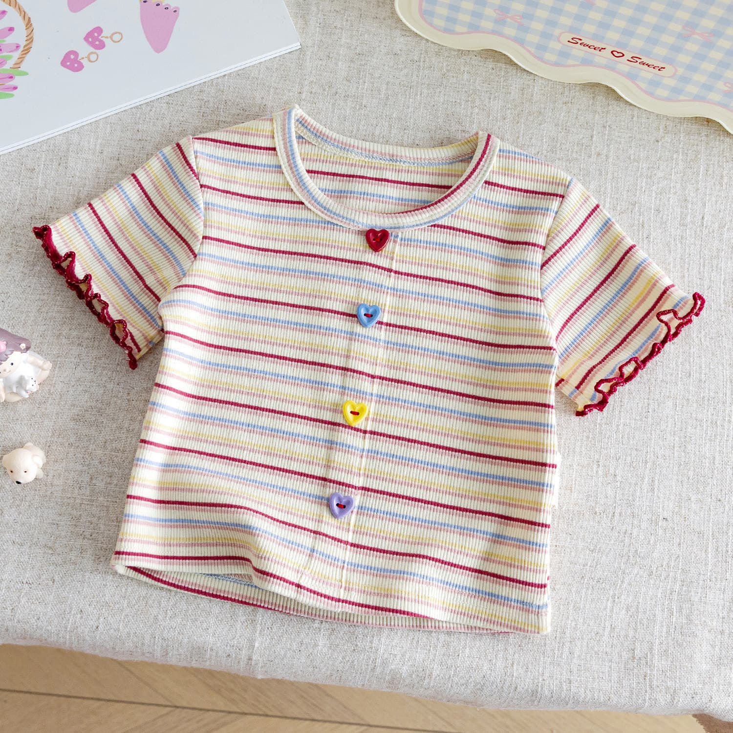 Girls T-shirt short sleeve 2026 new summer children's summer clothes girls knitted thin children's baby girl clothes tops