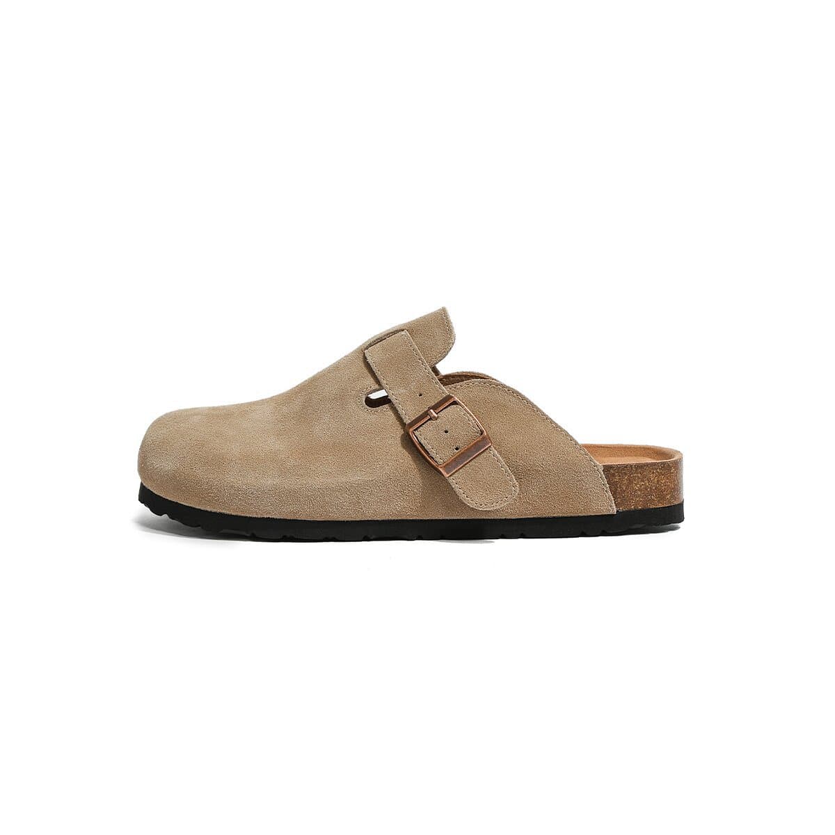 [In Stock] European and American Style Birkenstock Women's Closed-Toe Cork Sole Raised Heel Half Slippers, Slip-On Outdoor Wear