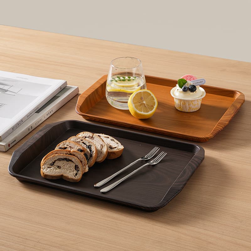 Japanese imitation wood grain rectangular tray home dining tray tea tray snack tray hotel cafe dessert tray storage tray