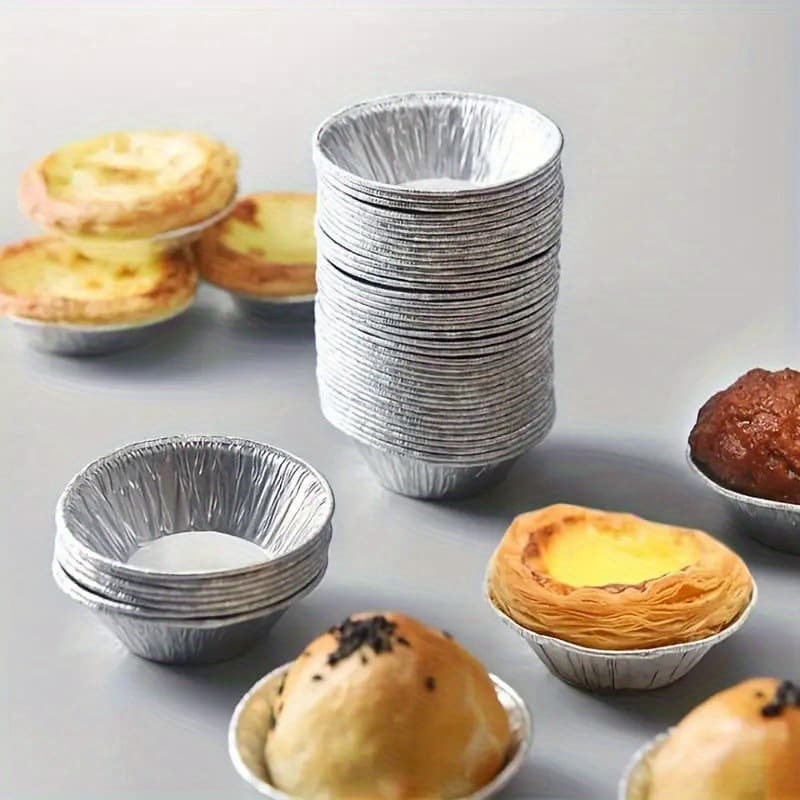 Egg Tart Cups Aluminum Foil Tart Base Baking Mold Disposable Tart Holder Pudding Tart Mold Fluted Cup