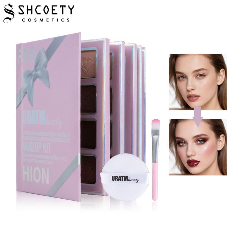 Cross-border 33-color 5-layer Flip Book Makeup Palette Eyeshadow Lip Gloss Highlighter Blush Contour Setting All-in-One with Brush
