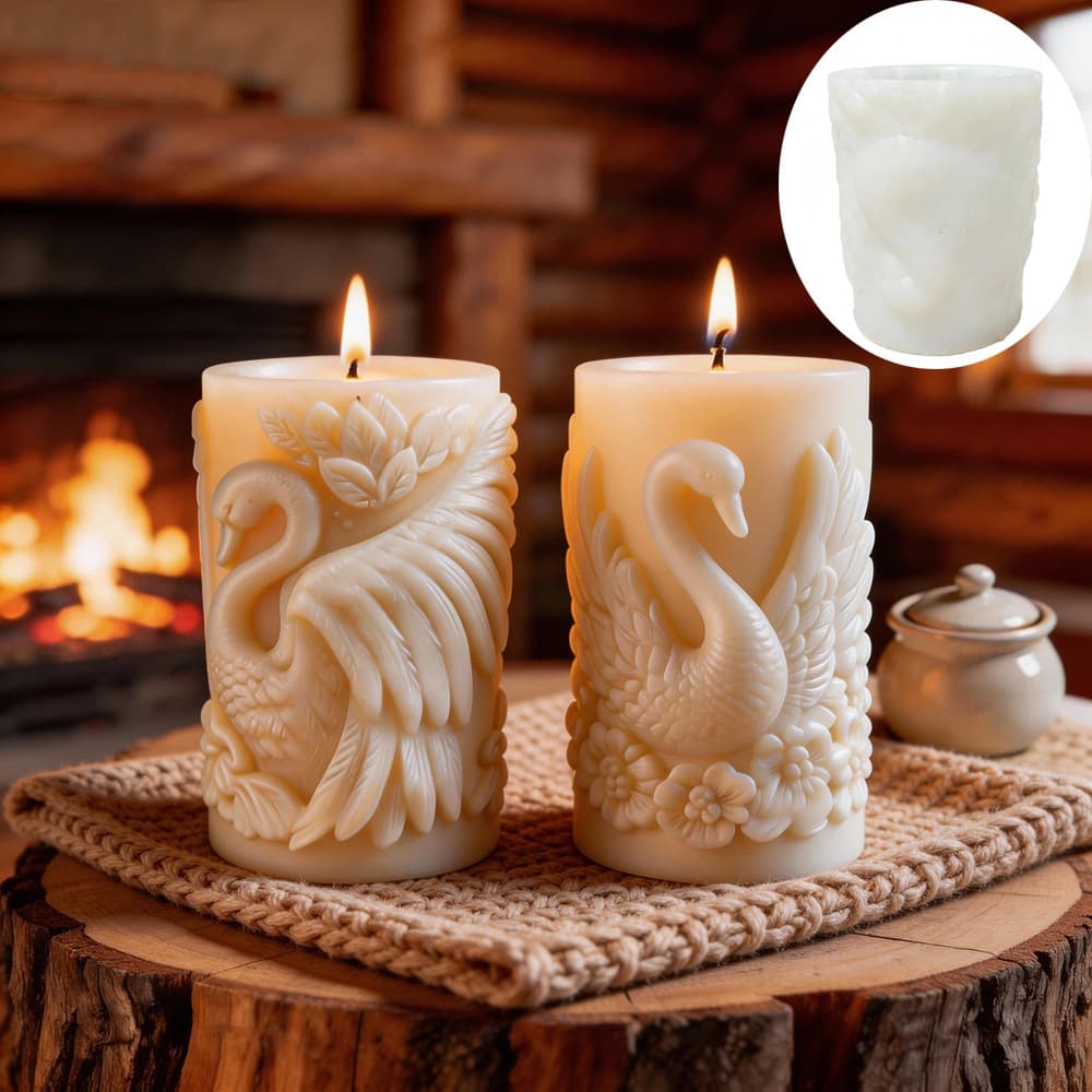 Quanmingxiang Relief Cylindrical Swan Aromatherapy Candle Silicone Mold DIY 3D Swan Plaster Art Ornament Mold