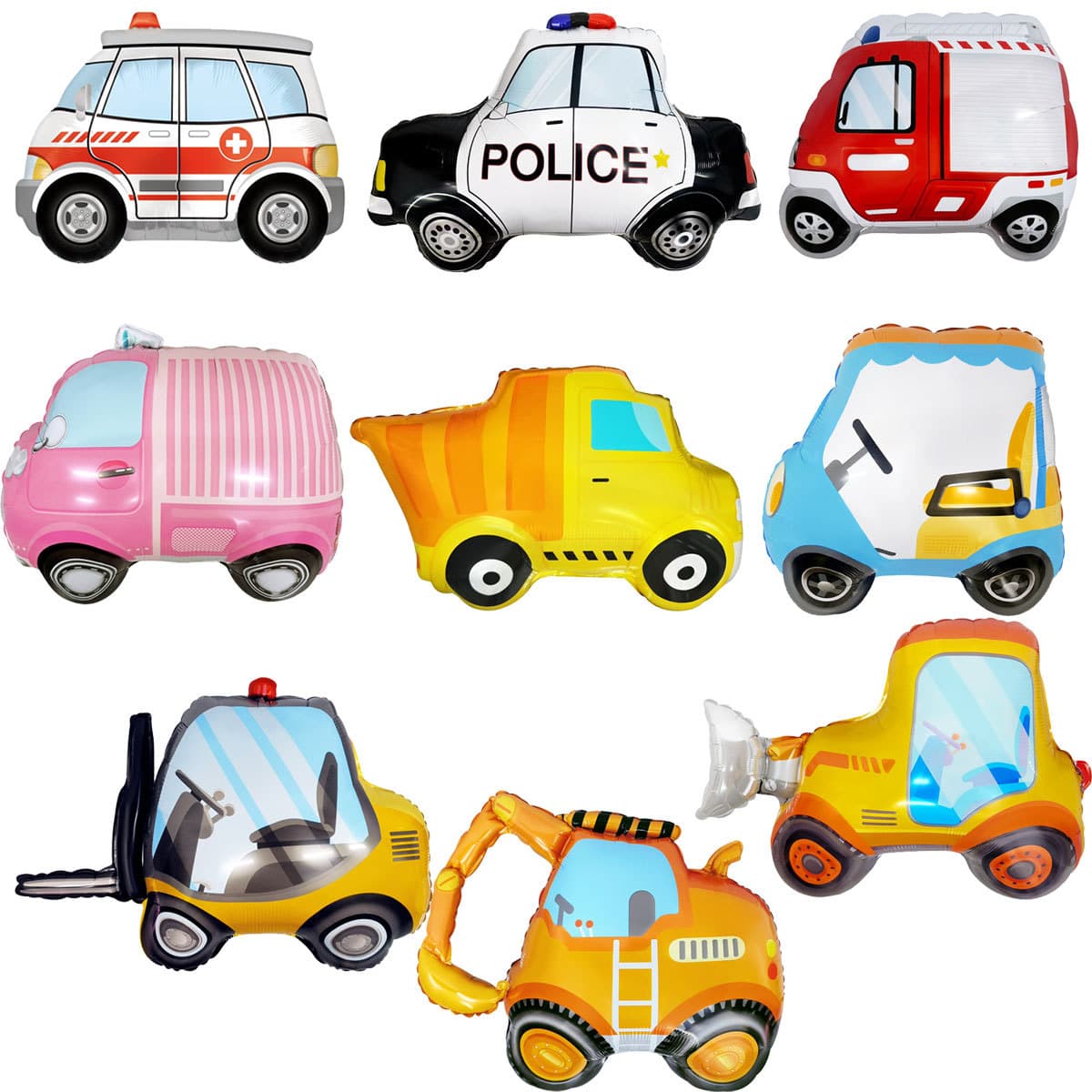 Traffic Engineering Vehicle Balloons Police Car Excavator Fire Truck Ambulance Children's Birthday Party Aluminum Foil Balloons