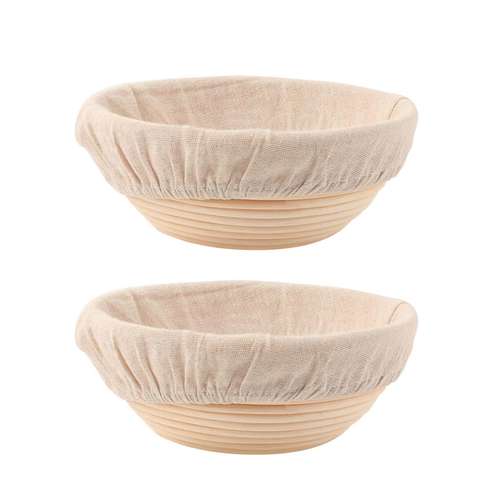 French Bread Proofing Basket Dough Bowl with Liner, Sourdough Rattan Banneton for Home Bakers Kitchen Tool