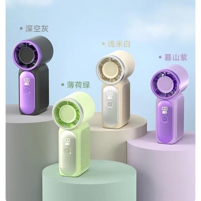 X688 Cross-Border New High-Speed Handheld Mini Fan USB Rechargeable Digital Display Portable Small Powerful Fan