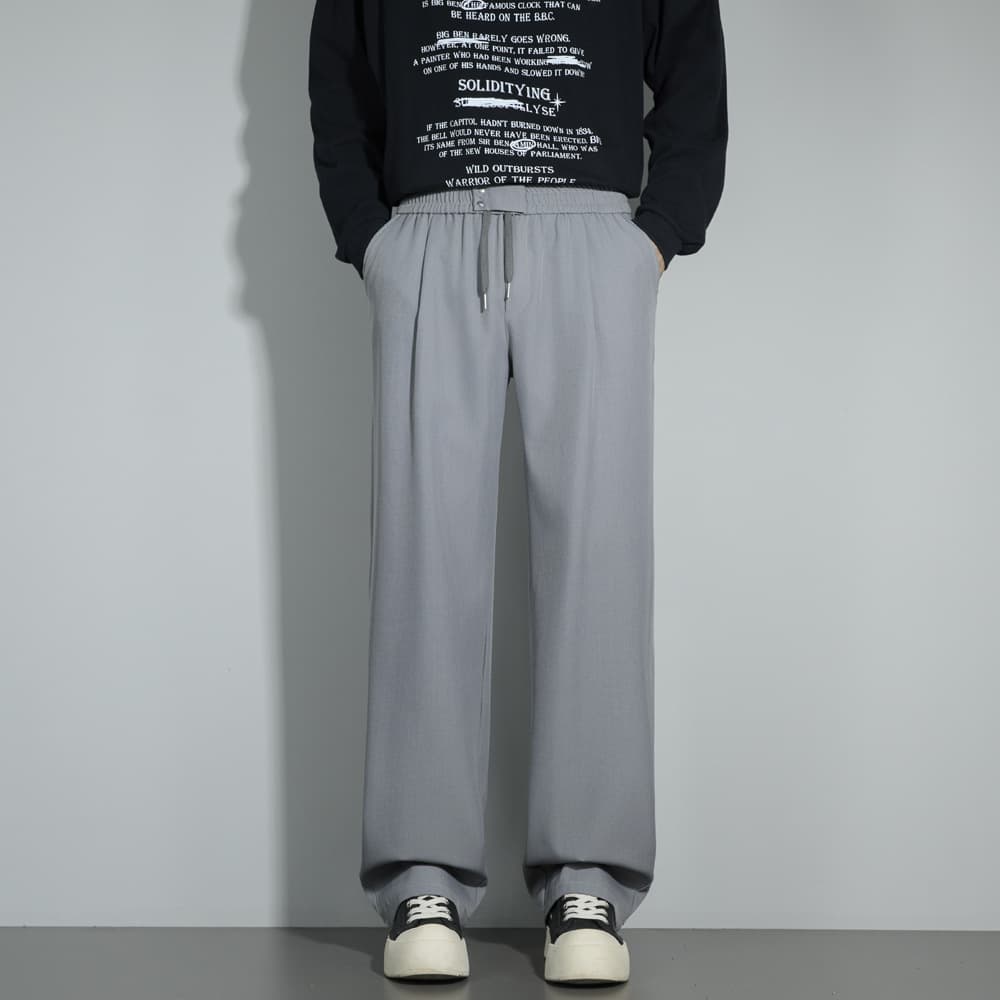 New Men's Gray Wide-Leg Suit Pants Loose Straight-Leg Business Casual Pants High-Waist Commuter Men's Long Pants Spring Autumn