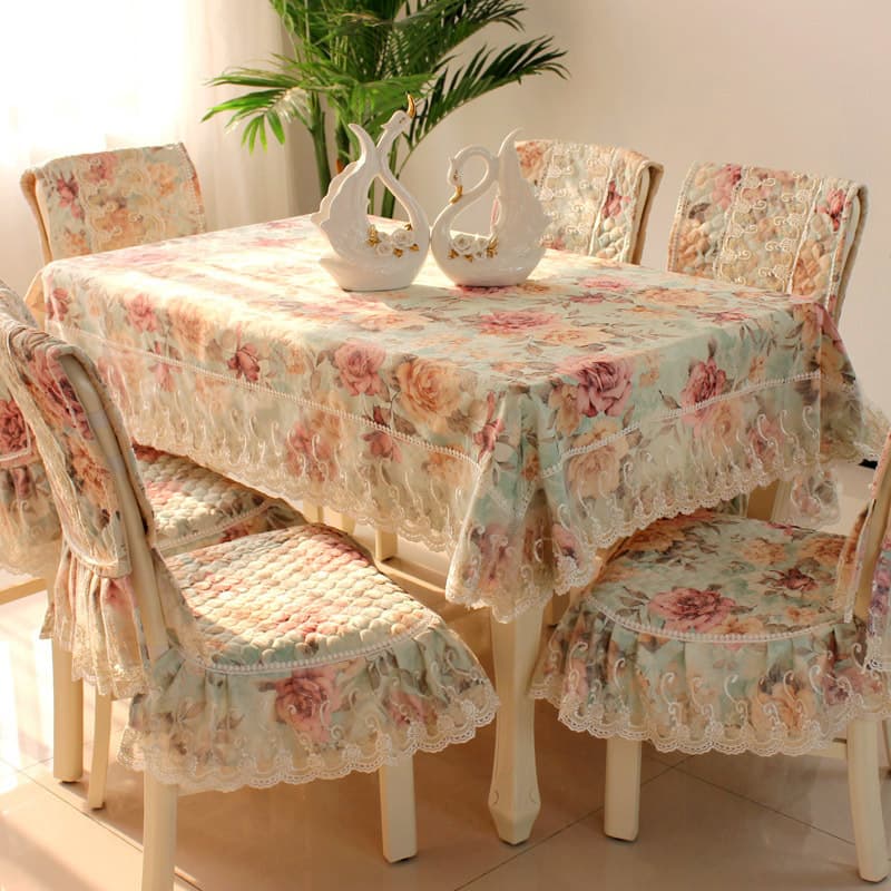 Chair cover coffee table tablecloth lace European pastoral style dining table cloth chair cover chair cushion dining chair cover fabric set r*