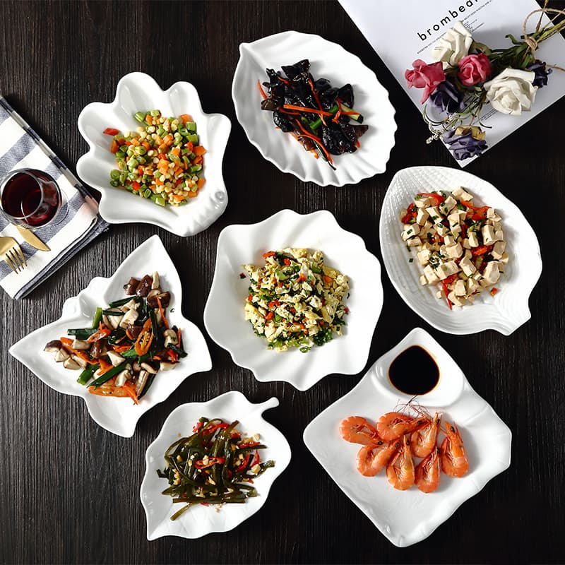 Pure White Ceramic Plate Household Plate Breakfast Dessert Plate Irregular Baking Dish Special-Shaped Tableware Hotel Plate Wholesale