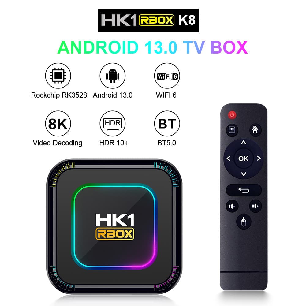 HK1 RBOX-K8 Android 13.0 TV Box RK3528 WiFi 6 8K Bluetooth 5.0