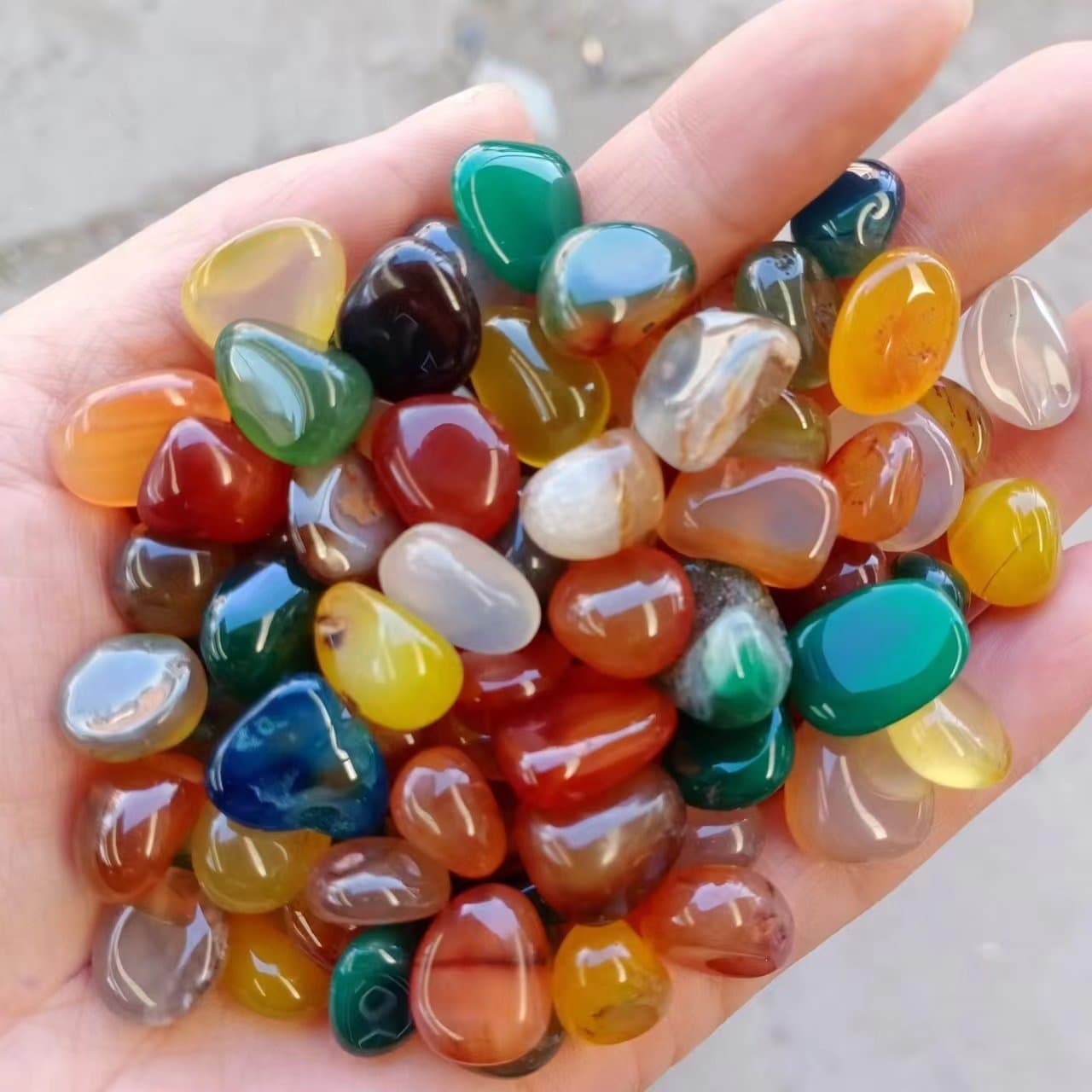 500g Pack Yuhua Stone Agate Colorful Pebbles Multicolored Crushed Agate for Fish Tank Flower Pot Top Dressing