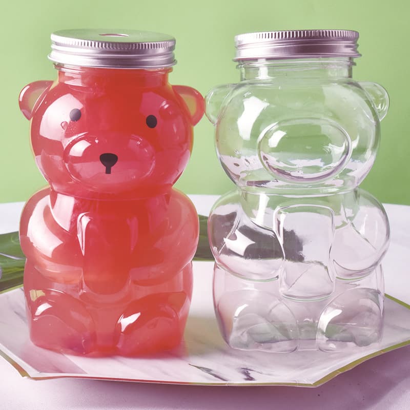 Manufacturer In-Stock Dull Bear Plastic Bottles, Sitting Bear Style Milk Tea Cups, DIY Beverage Disposable Cups, Violent Bear Design
