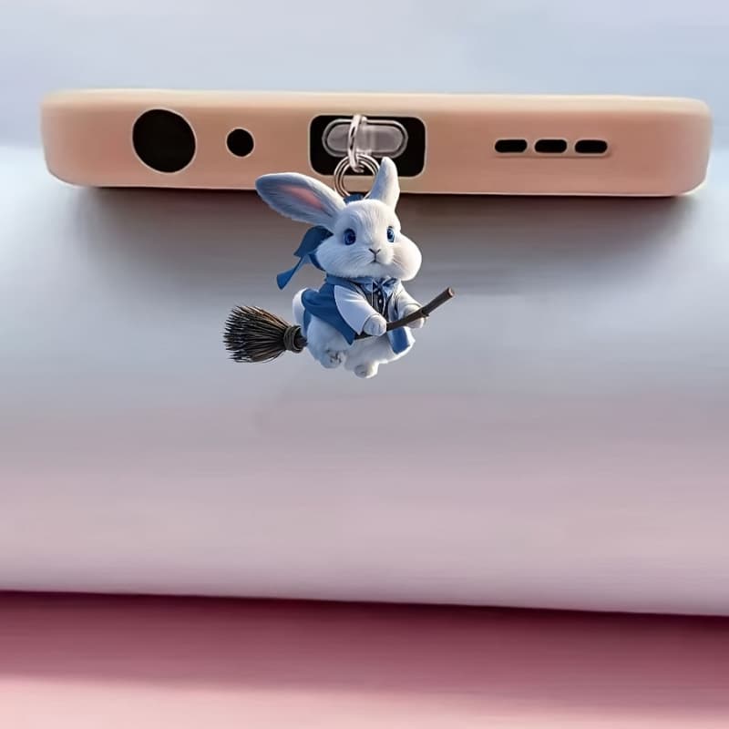 2D New Acrylic Rabbit Riding a Broomstick for Type-C Android