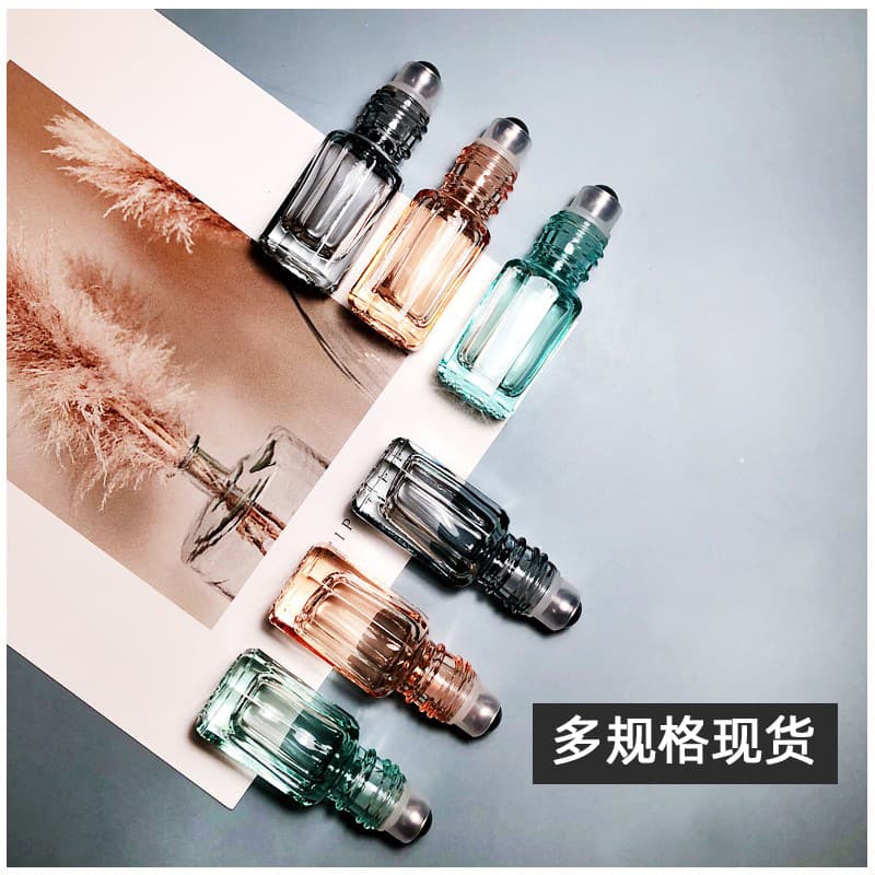 Wholesale 3ml 6ml 10ml Octagonal Roller Ball Bottle Colored Glass Perfume Bottle Essential Oil Bottle Roller Ball Refill Bottle