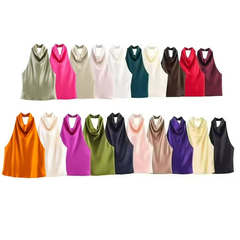 TAOP&ZA AliExpress hot-selling women's clothing 2026 spring new style fashionable silk satin texture backless halter top