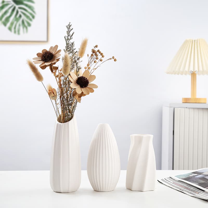 Nordic Ins Vase Set Living Room Showroom Decoration Gift Flower Arrangement Hydroponic White Ceramic