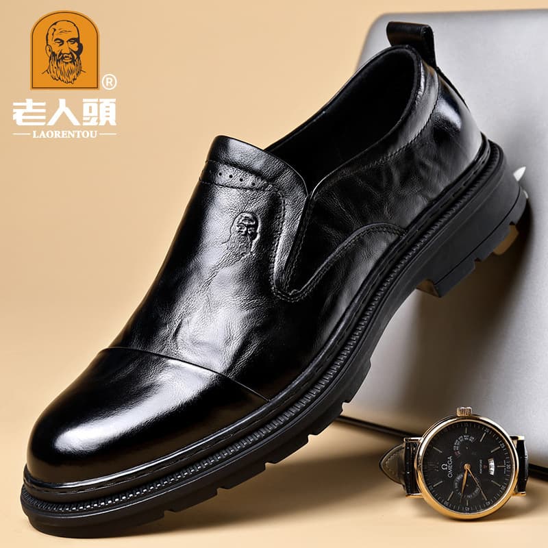 Laorentou Men's Shoes 2026 Spring New Arrival Men's Business Formal Leather Shoes, Top Layer Cowhide with Pigskin Lining, Breathable Shoes