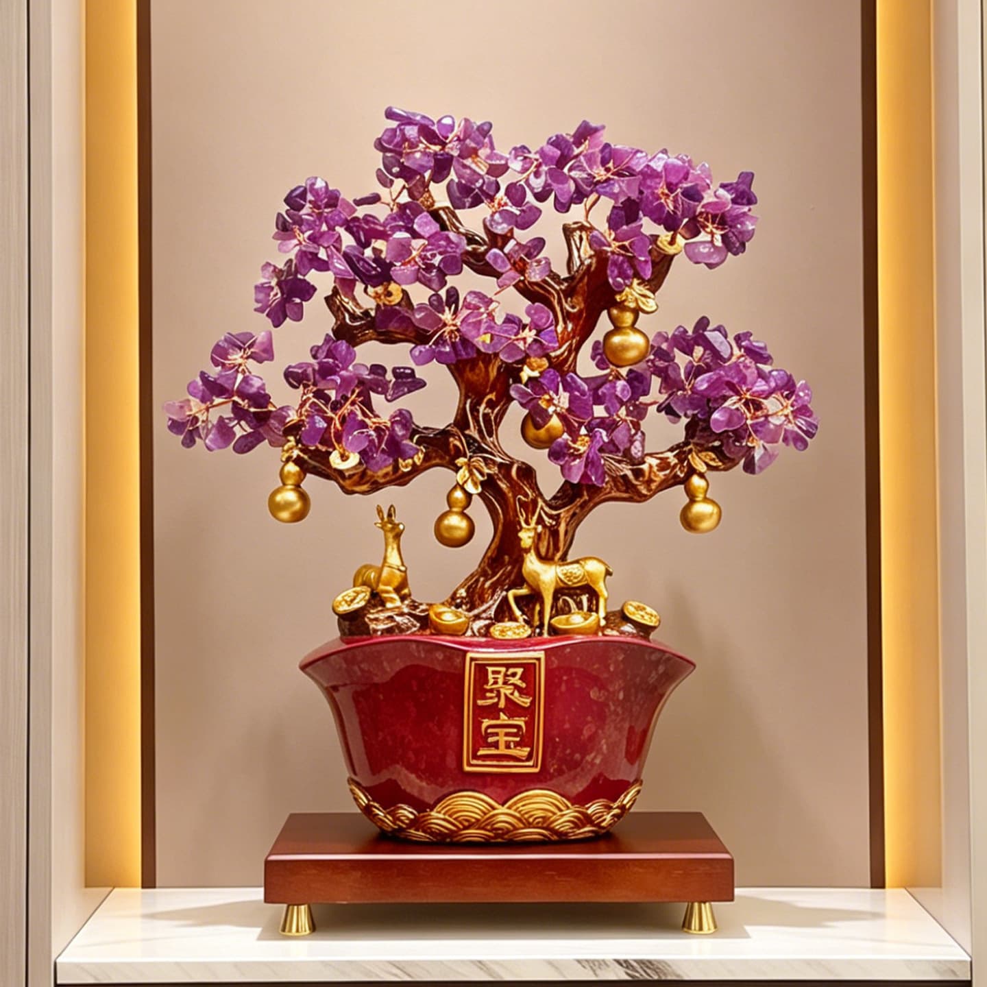 Amethyst money tree cornucopia ornaments money tree living room wine cabinet decoration housewarming opening gift to attract wealth