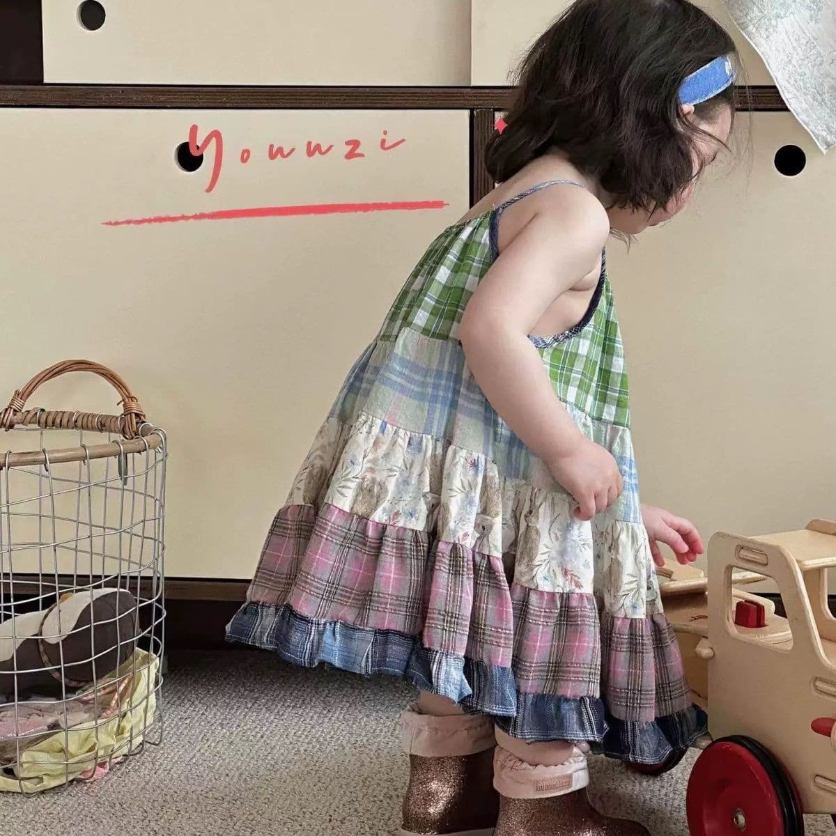 Right Child Hot Item Miss Rabbit's Garden Lucky Rabbit Dress Vintage Patchwork Dress Bohemian Style Strapless Dress