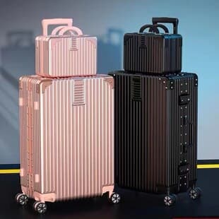 Luggage for Women, Trolley Case for Men, 26-inch Student Large Capacity Leather Suitcase, 24-inch Mother-Child Set, Silent Universal Wheels, 20-inch