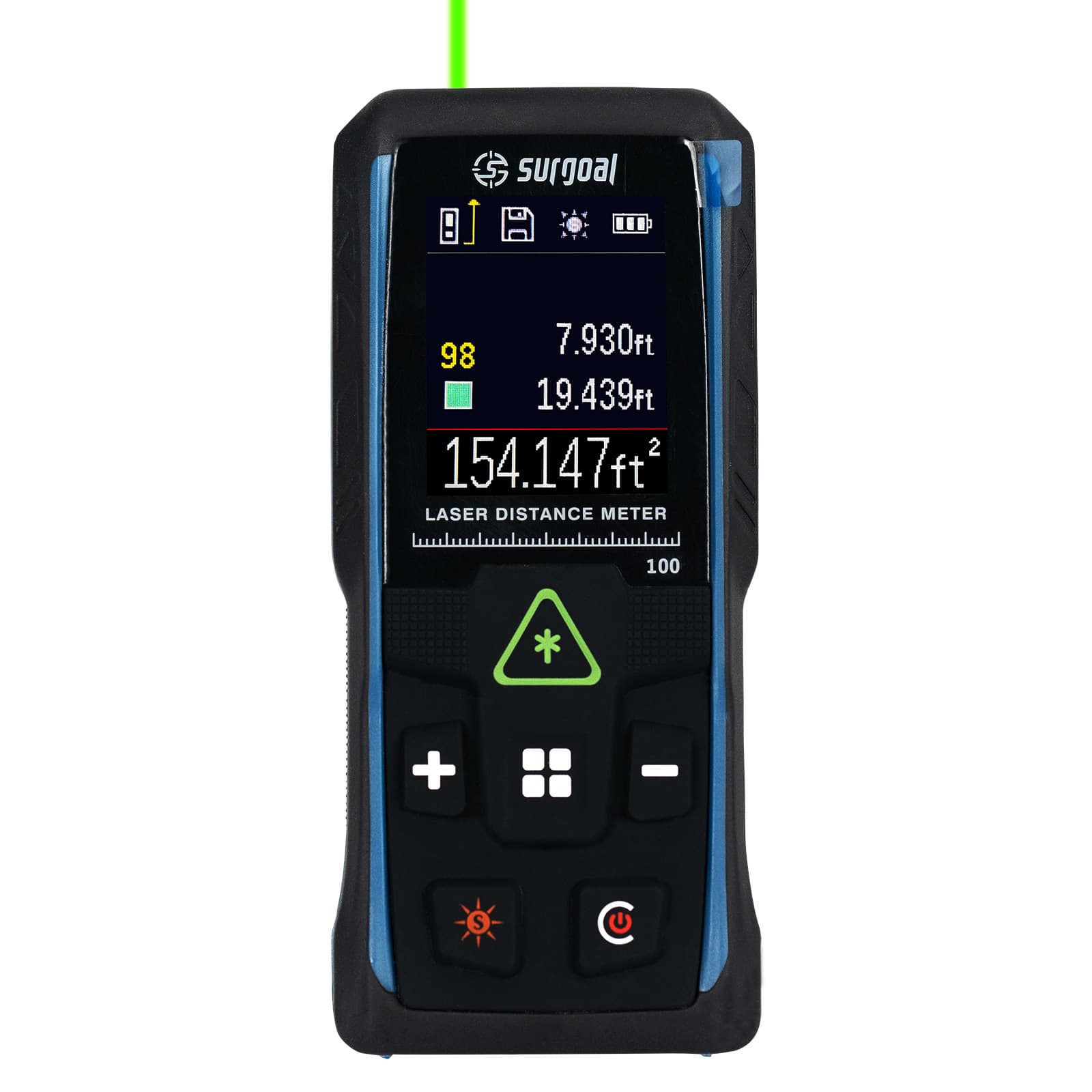 Cross-border Multifunctional Color Screen Digital Level Vibration Rotation Green Laser Distance Meter 100m Handheld Rangefinder