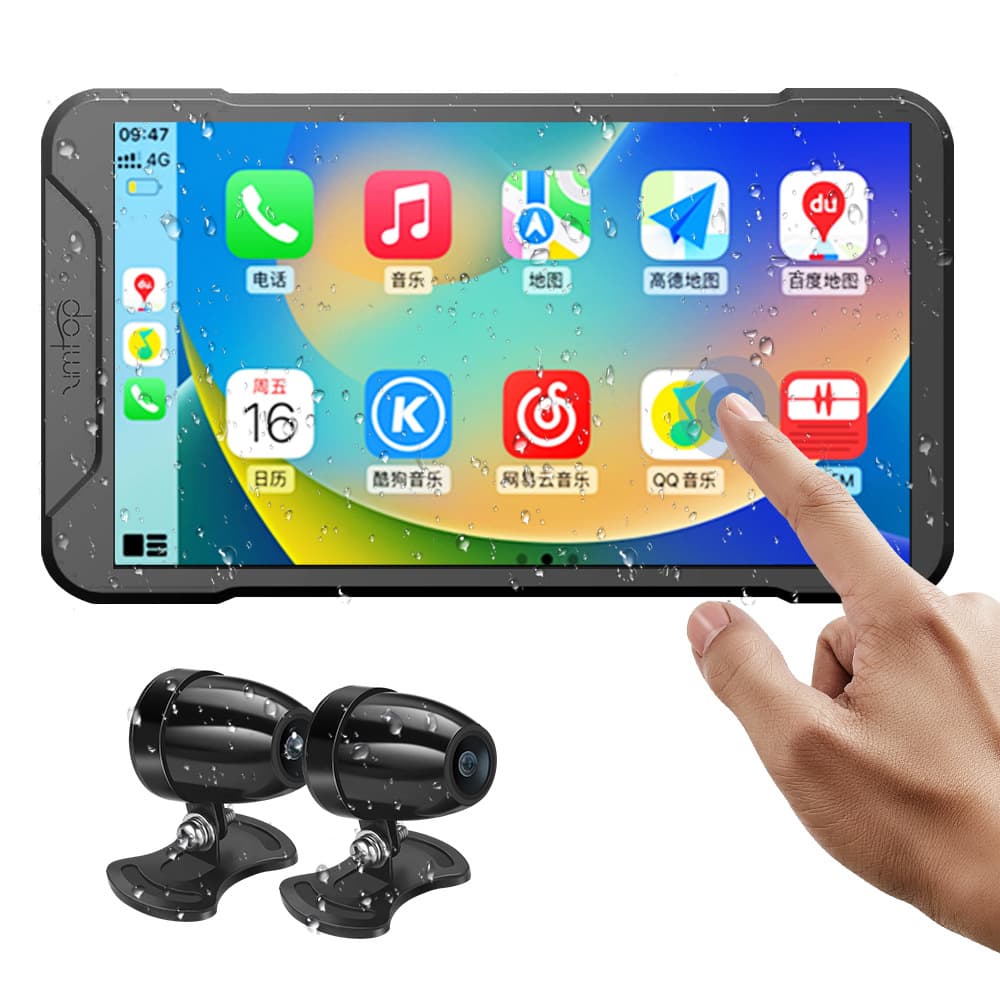 Motorcycle Dash Cam Dual Lens Smart Car Machine 2K Screen Mirroring Navigation Carplay Tire Pressure Android