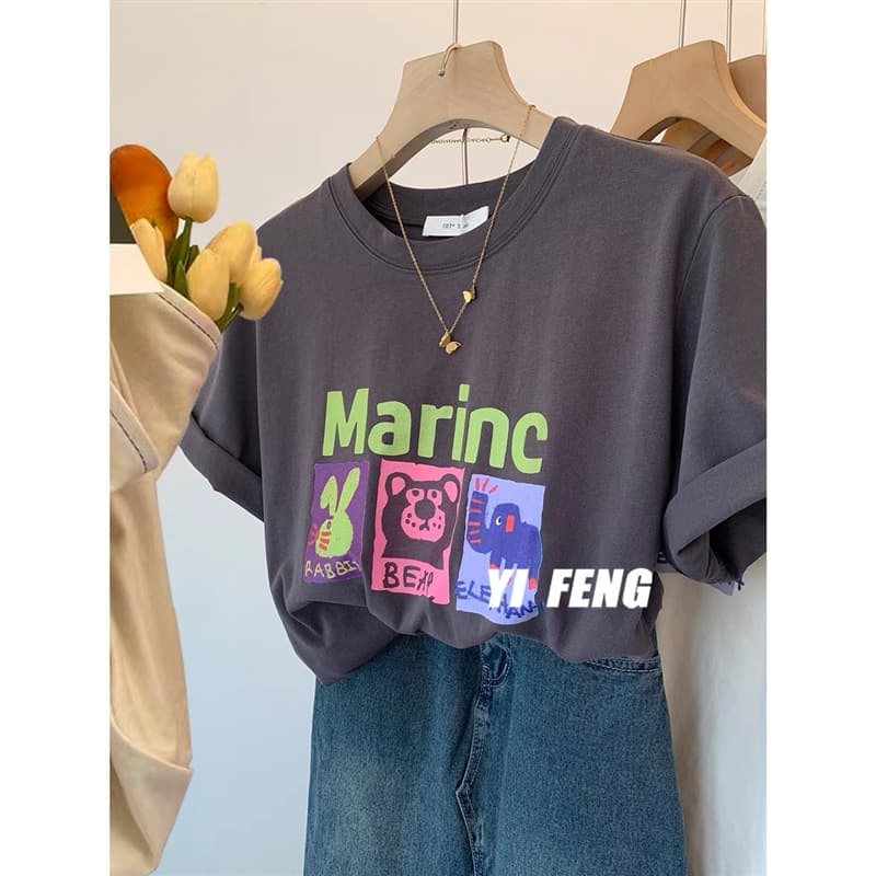Plus Size 240 Jin Pure Cotton Short Sleeve T-Shirt Women Summer Printed Design Niche Chubby Sister mm Streetwear Top
