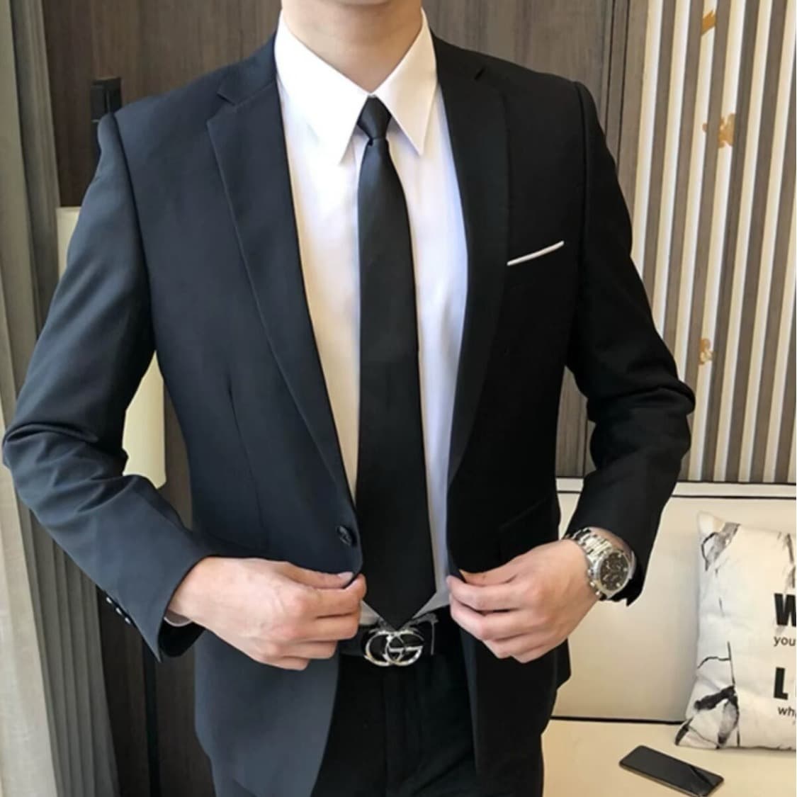 Korean-style trendy blazer jacket, slim-fit business casual professional formal wear, fashionable men's suit jacket