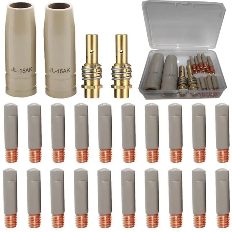 24PCS 15AK MIG Welding Gun Protective Nozzle New Coated Protective Nozzle Non-Stick Slag Protective Sleeve Connecting Rod