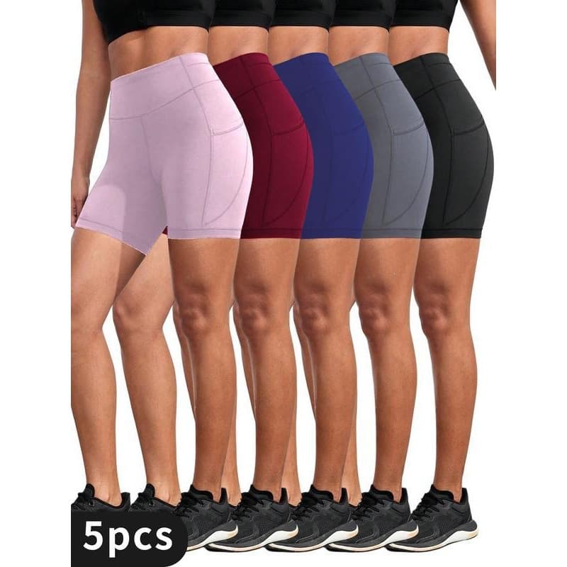 K 64707 Side Pocket High Waist Gym Shorts