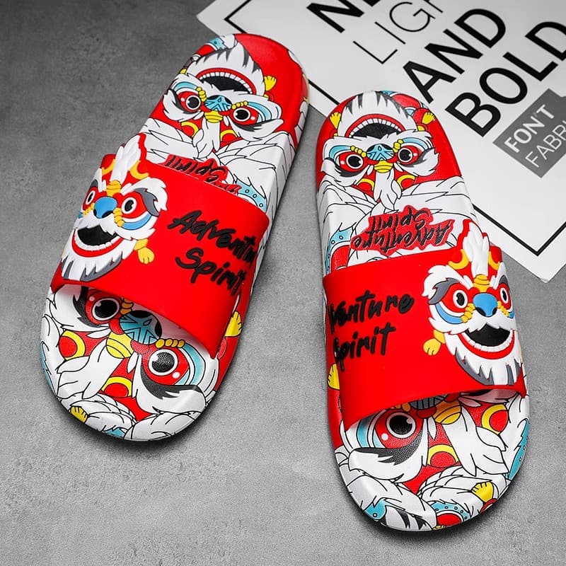 Men's Outdoor Fashionable Flat Sandals Summer Wear-Resistant Home Indoor Anti-Slip Slippers PVC Material Youth Trendy Footwear