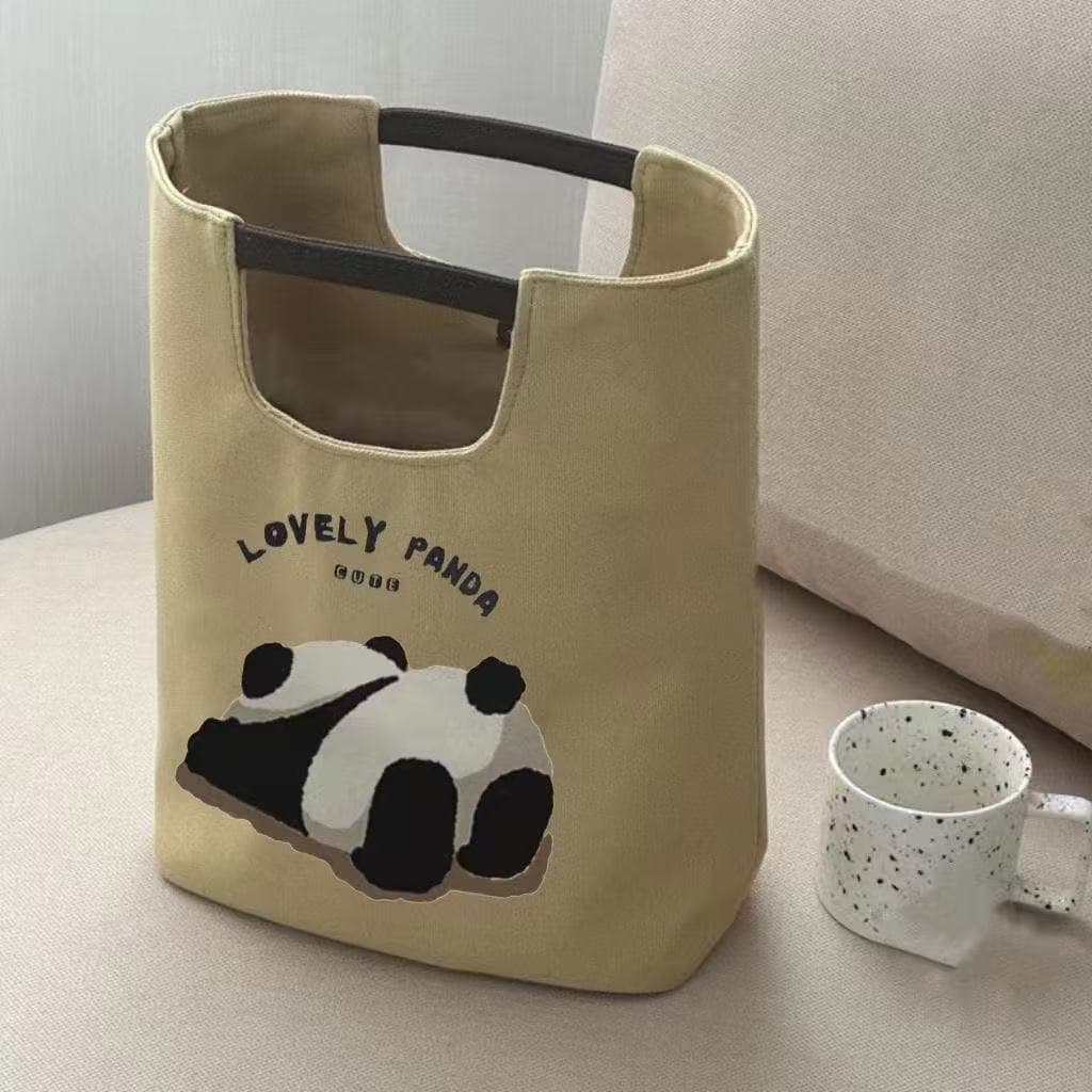 Handheld Canvas Tote Bag for Work, Makeup, Mom, Student Lunch Box, Bucket Bag, Casual Cloth Bag