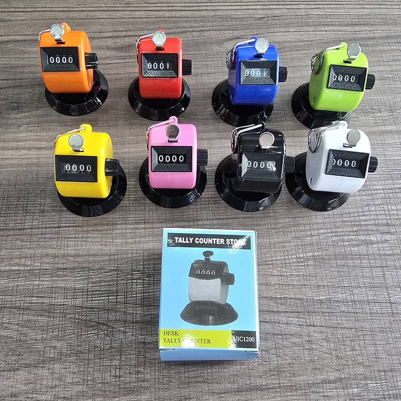 Crystal Glow 4-digit manual desktop base candy-colored mechanical tally counter for passenger flow at stations and docks