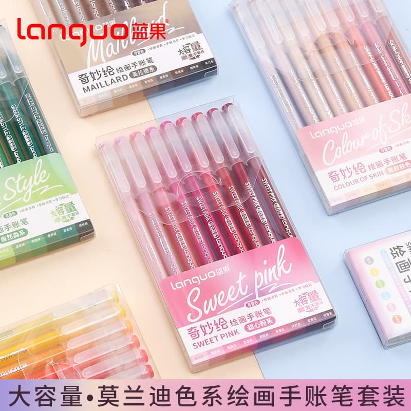 Large-Capacity Blue Fruit Journal Drawing Pen High-Value Ins Style Student Highlighter Drawing Pen Stationery Wholesale