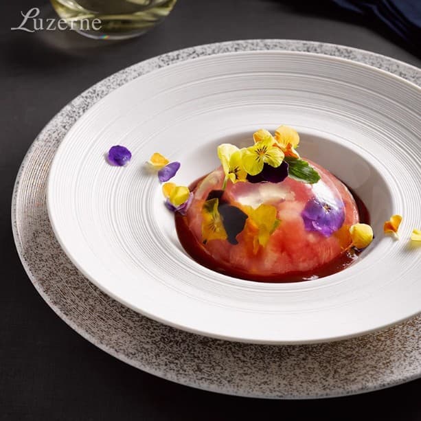 Lusheng Dehua Ceramic Manhattan Pearl White Western Tableware Salad Pasta Steak Plate Espresso Cup Light Luxury