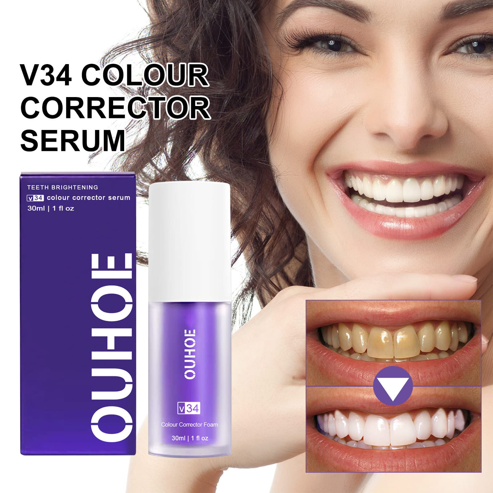 OUHOE Teeth Whitening Essence Cleans Teeth and Tartar, Freshens Breath, Cares for Gums, Teeth Whitening Essence