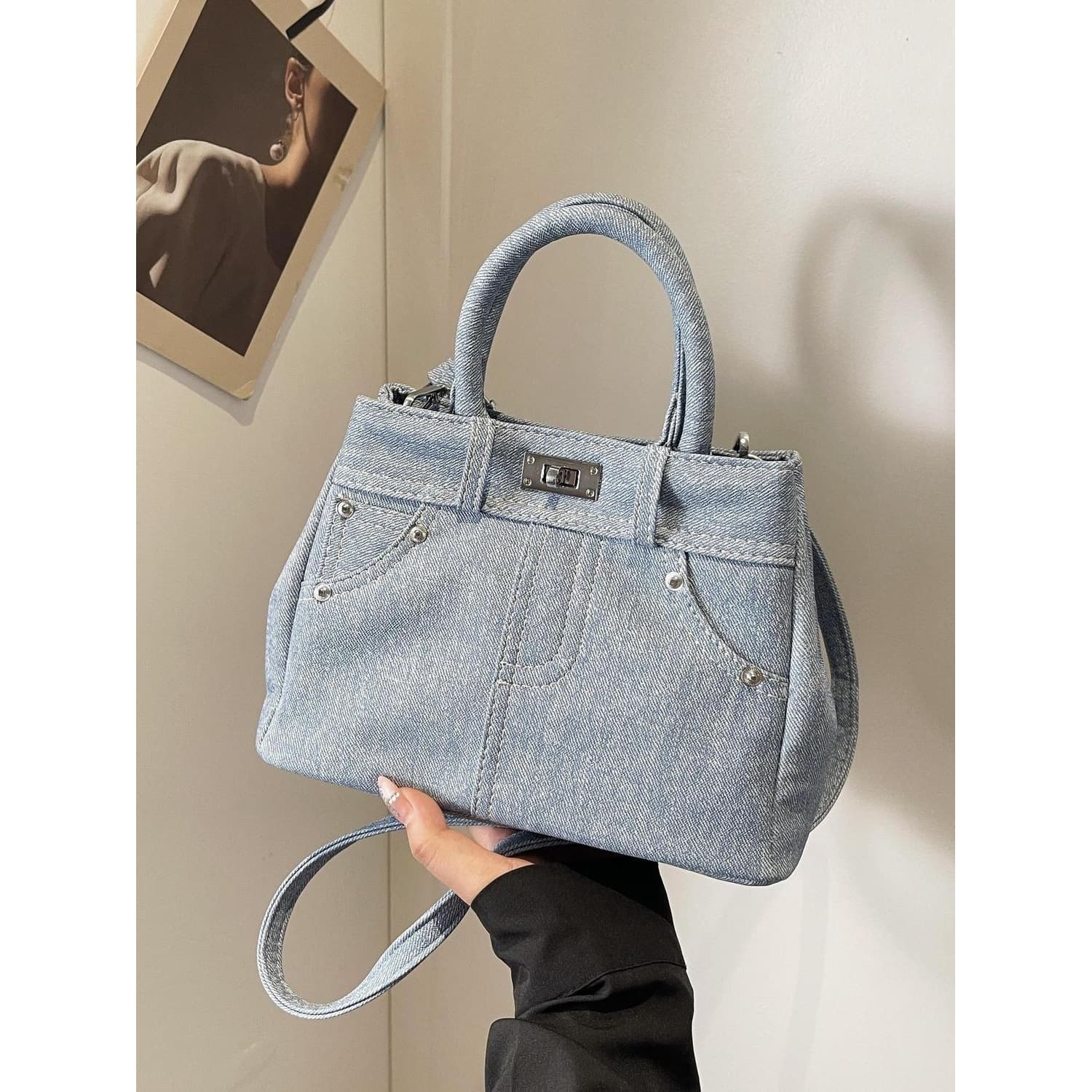 Super hot 2025 denim retro Kelly new bag new casual versatile crossbody bag fashion portable shoulder