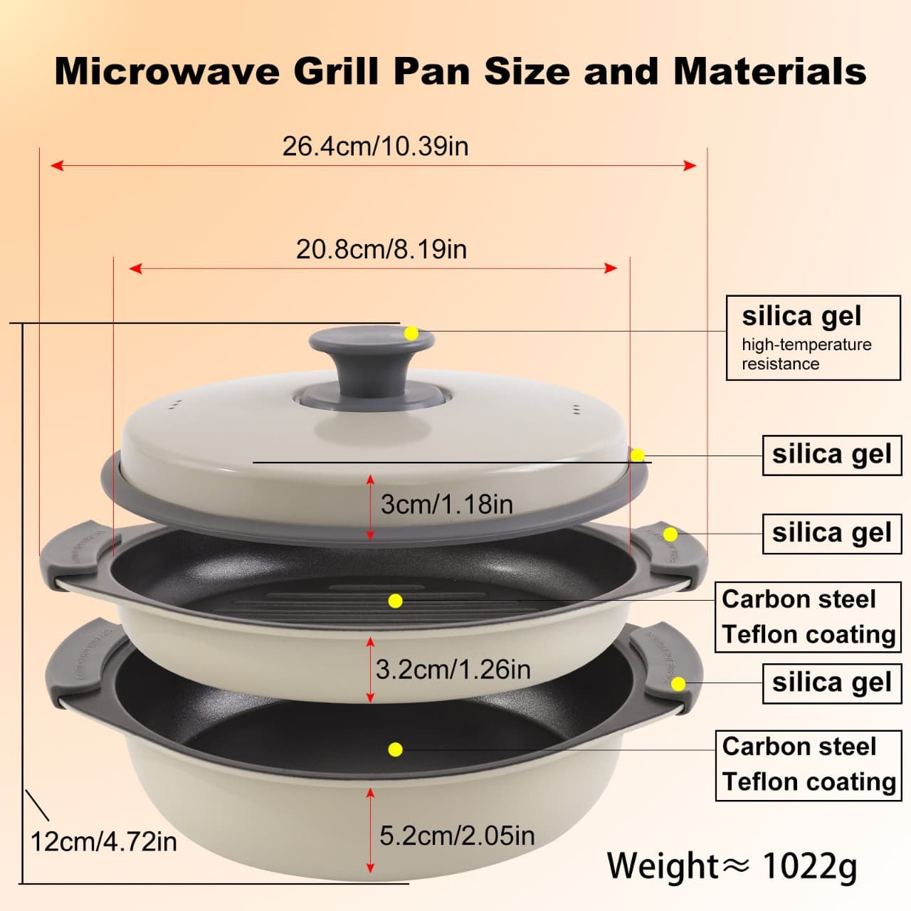 Microwave Oven Cookware Microwave Frypan 6-in-1 3-Piece Set Easy Cooking
