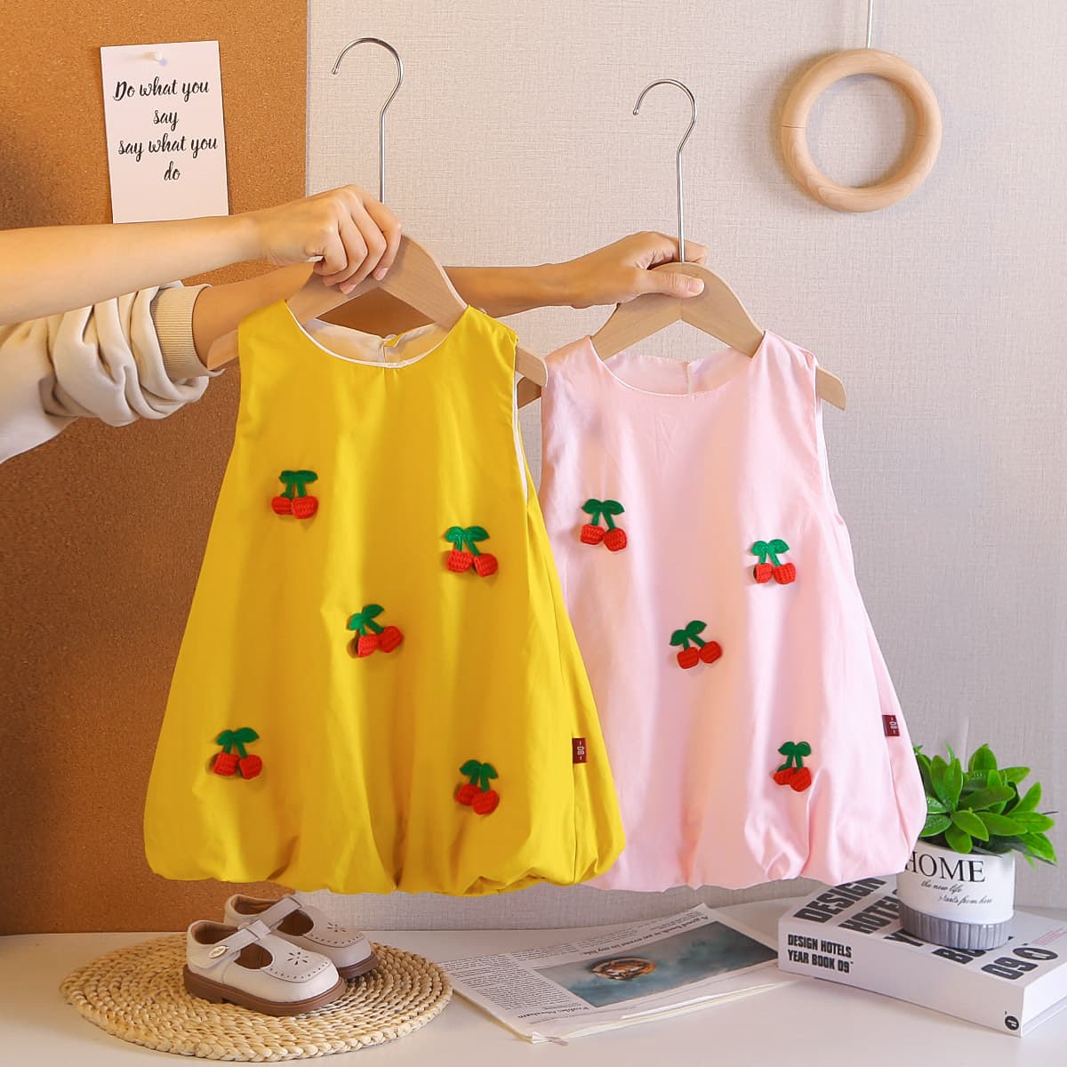 Girls Summer Dress Summer New Style Kindergarten Kids Fashionable Cherry Sleeveless Dress Trendy One Piece Dropshipping