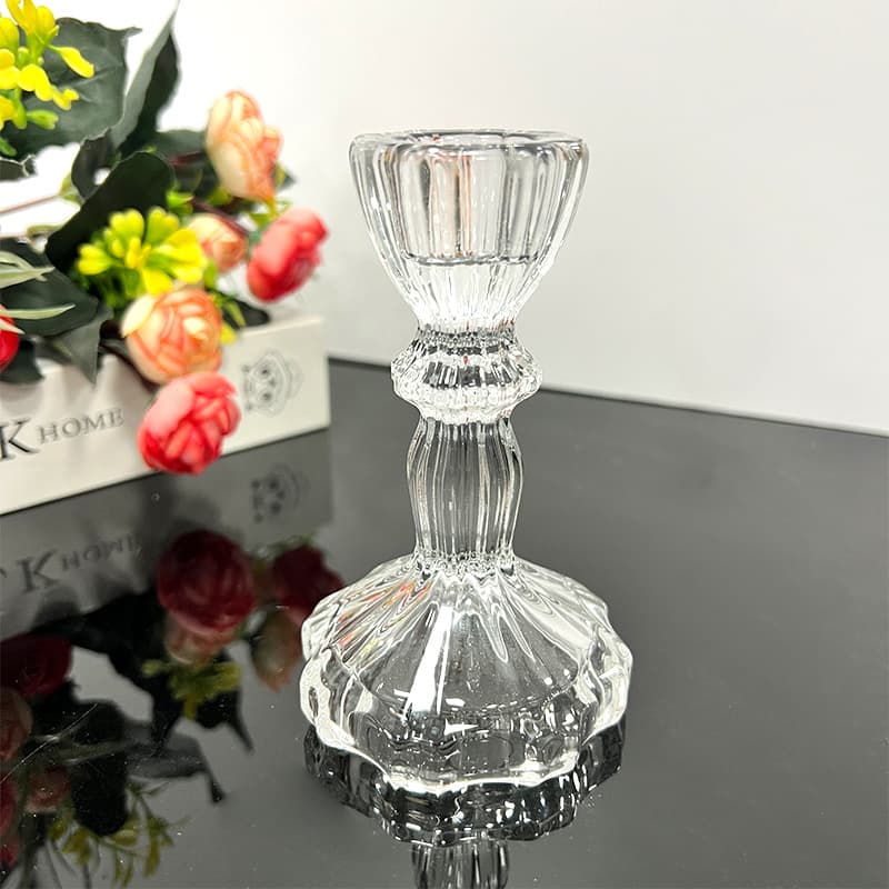Gear and UFO Dual-Use Glass Candle Holder for Wedding, Western Restaurant, Decorative Table Diamond Light Luxury
