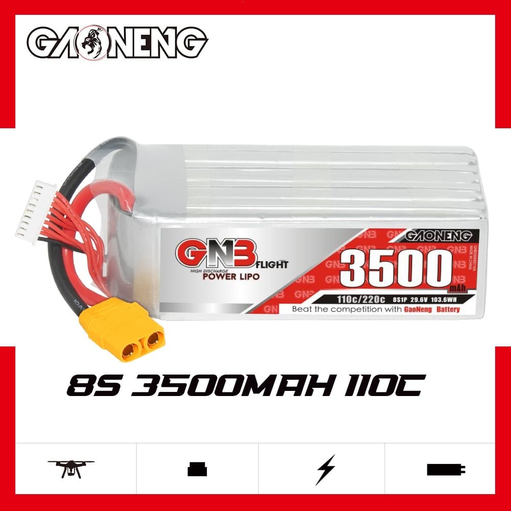 GNB High Energy 3500mAh 8S 29.6V 110C LiPo Battery for Film Shooting Drone Helicopter RC Vehicle