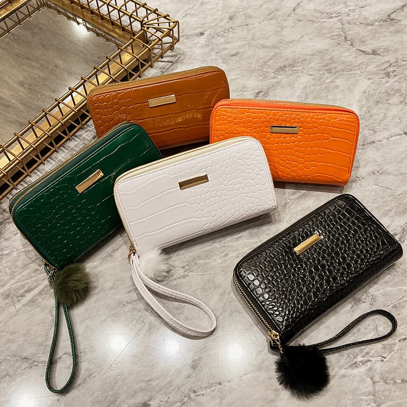 Women's Trendy Crocodile Pattern Long Zipper Wallet Fashionable Ladies Purse Handbag Import Export Business